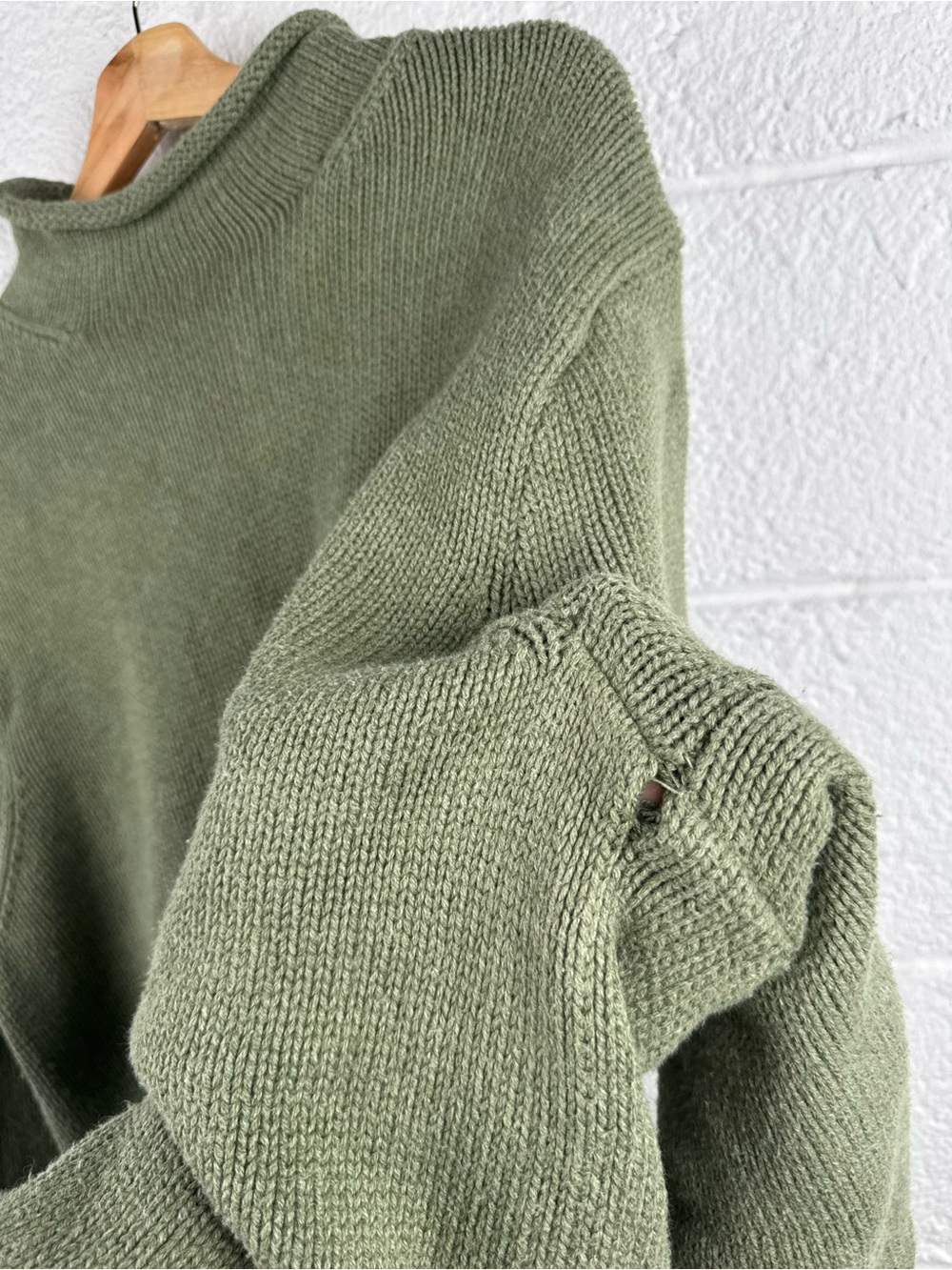 Vintage 90s J.Crew Roll Neck Sweater XL Sage Green Oversized Chunky Knit Coastal - Picture 9 of 10